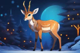 Chibi gazelle in 8k solo leveling shadow drawing style, Christmas them, neon lights , sticker, intricate details, highly detailed, high details, detailed portrait, masterpiece,ultra detailed, ultra quality