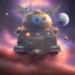 flying star tank in space cosmic