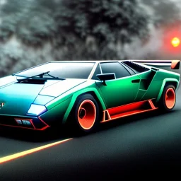 fullbody Drawing of 'Lamborghini Countach Redux',intricate detail,andrea bonelli,Kilian Eng,Ohrai,evan lee,Aleksandr Sidelnikov,three quarters frontal aerial view,toned colors,16k