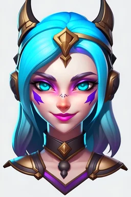 I need subscription emote for twitch that displays League Of Legends qiyana character face in satisfied way. Make it in twitch emote format without any background