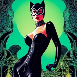 fullbody Drawing of 'Busty CatWoman',intricate detail,andrea bonelli,Kilian Eng,Ohrai,evan lee,Aleksandr Sidelnikov,KyuYong Eom,toned colors,16k