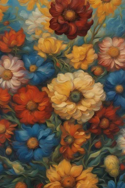Multi Colors Big Flower Close up by Van Gogh