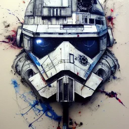 photorealistic at-at pilot helmet with weathered painting , illustration on coarse canvas by <agnes cecile> and <Yoji Shinkawa>, ornate and intricate details , soft smooth lighting, ultra detailed concept art,