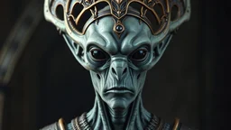 a photorealistic portrait of an alien emperor. non humanoid.