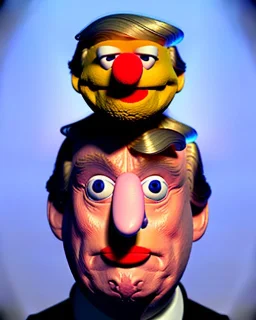 Portrait, Donald trump muppet, unreal engine 5, god lights, Sesame Street style, retro style, ray tracing, RTX, lumen lighting, ultra detail, volumetric lighting, 3d.