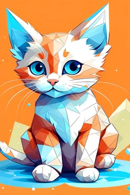 cute poly kitten coloring image
