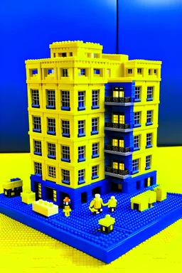 Haz un edificio de azul y dorado