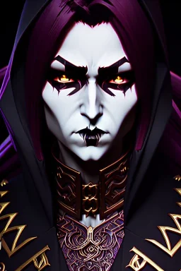 Smirking gothic vampire, waist up portrait, gloomy, 8k resolution, intricate details, ornate details, soft lighting, vibrant colors, retroanime, masterpiece, intricate eyeliner, dark eyeshadow, eyes, intricate tattoos, Medieval background