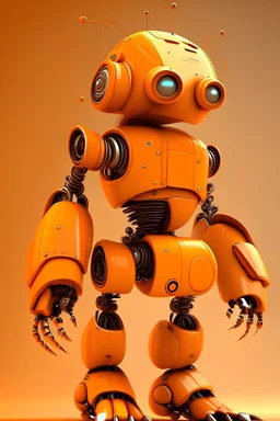Orange robot , animated .