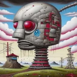 Quirky Unbalanced Reality, Phlegm, Globepainter, robotic philosophers, abstract surrealism, acrylics