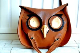 Owl shaped leather bag with handles