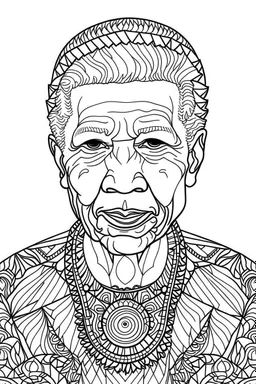 Nelson Mandela, b&w line art style fashion, preppy style, simple line art, one line, line art, line drawing style, white background, full body, picture, coloring book style on white background, well composed, clean coloring book page, No dither, no gradient, strong outline, No fill, No solids, vector illustration, –ar 9:11 –v 5