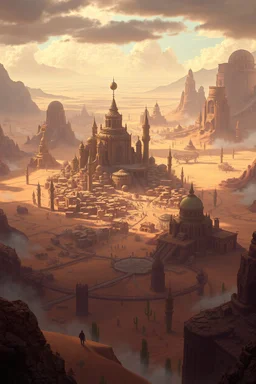 Mystical, Desert, Fantasy, City, above