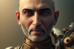 portrait of a bald and shaved Atul Bhardwaj, steampunk, brown eyes, no facial hair, steampunk, unreal 5, octane render, cinema4d, dynamic lighting, soft lighting, 4k, redshift render, highly detailed, hyper realistic