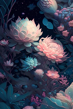 tiled, modern, botanical illustrations, epic, fantasy, stars, space, intricate, hyper detailed, artstation, concept art, cinematic, focus, vibrant, photorealistic, cinematic, pastel colors, flowers