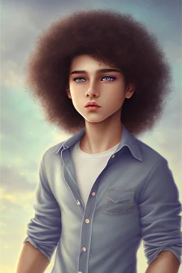 beautiful 12 year old arabic boy with curly hair and light blue eyes