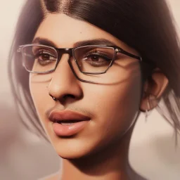 portrait beautiful mia khalifa, hiper realistic background fog, volumetric lighting, particals, intricate detail,realistc, close up,