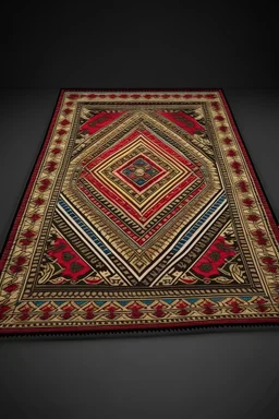 Turkish carpet with top view, 3d, high quality