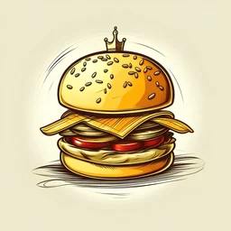 make a vector sketch a burger with crown on top