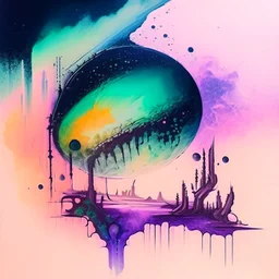 Make an Alien world , watercolour painting