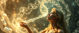 quantum vuvuzela greek god gandalf as a young woman floating transparent shiny slug notes in the weirder universe dna spiral sacred geometry