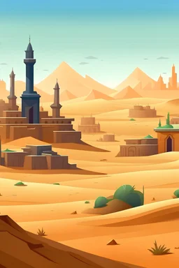 arabian desert side scroller game level design big city in background