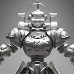 beautiful smooth realistic Japanese oni robot, run on dark cosmos background, cat еye, extremely sharp detail, finely tuned detail, ultra high definition, 8 k, unreal engine 5, ultra sharp focus, accurate sword wings, positive smile, lot of details, fit within portrait, Ambiance winter