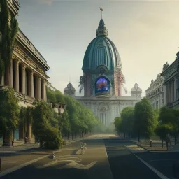 Belvedere,Beaux Arts architecture,+palladio+liveable street+detailed facades+green city,uphill road,trees on walkway,elegant avenue, biopunk+Bueno Aires,vienna, alphonse mucha, greg rutkowski,matte painting, cryengine, hyper detailed, felix kelly, fantasy art, seb mckinnon"