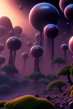 alien STRANGE WORLDS, 8k, finely detailed, photo realistic.