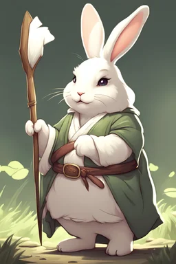 Cute fat bunny floppy ears adventurer robe dnd art realism