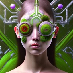 [ORIGINAL IMAGE] closeup portrait of biopunk asian female floral cyborg, cyberpunk face made of plants. By Piero della Francesca --ar 2:3 --test --creative