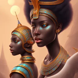 sango fantasy, fantasy magic, intricate, sharp focus, illustration, highly detailed, digital painting, concept art, matte, masterpiece head sexy African beauty black afro hair earth lady turquoise African huts Egyptian princess