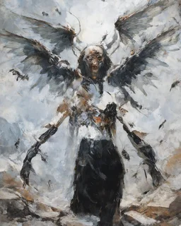 horror, swarming mechanical robotic insects, screaming woman, broken wings