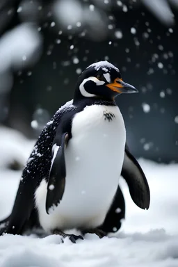 penguim in snow