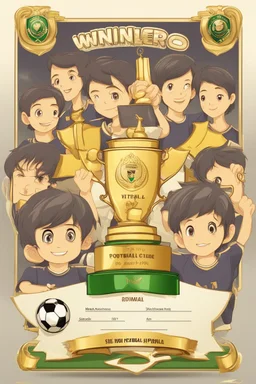 make a winner diploma of the football cup with the name Milo Cup