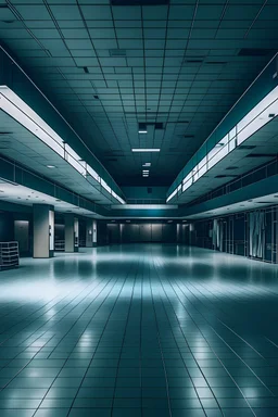 empty dim backroom of a mall