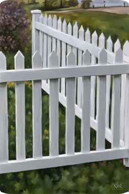 white vinyl fence in yard, photograph