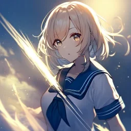 Clear focus, High resolution, silouette line art, wearing a sailor uniform, sunny, bright aura, (solo), cinematic lighting, sun in background