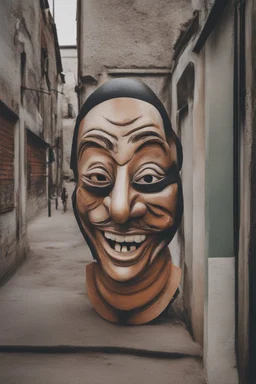 A mask of a laughing face