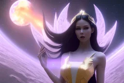  beautiful cosmic woman, long black hair, nice smiling, magic glamour make up, delicate colors, beautiful glamour galactique dress, ultra sharp focus, 8k, unreal engine 5, extremely sharp detail, light effect, soft light atmosphere of a spaceship, smooth, full of details, face in front, complete vision of face and hair and body