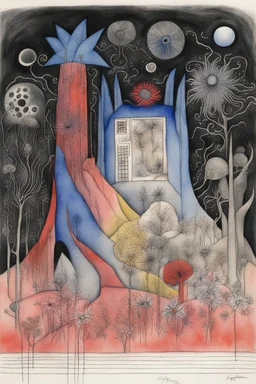 Schiță în creion de Jean Cocteau reprezentand o imagine pe tema natura statica onomastica cu nume de flori , cu culori primare tari, fantezie de înaltă definiție calitate clară, stiluri de Utagawa Hiroshige, Paul Klee Dee Nickerson și Tim Burton, acuarelă topită și contururi de cerneală neagră pe hârtie umedă, linii moi, umbrite