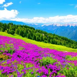 joli paysage de montagne ciel bleu fleurs