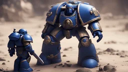 tiny space marine looking at huge space marine