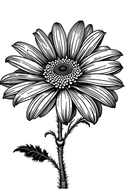 black daisy flower VECTOR illustration defined and detailed with white background