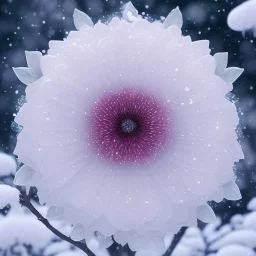 smooth hyper realistic, beautiful Japanese snow flower in crown, pale colors, dark cosmos background, cat еye, extremely sharp detail, finely tuned detail, ultra high definition, 8 k, unreal engine 5, ultra sharp focus, accurate sword wings, positive smile, lot of details, fit within portrait, Ambiance winter, perfect composition, perfect hair, perfect hands, finger up gestures