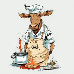 Cow in cooking clothes