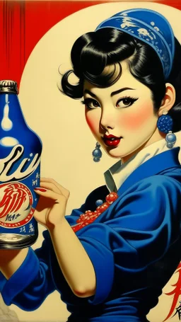 Pinup art from japanese style 1900 movie. PEPSI