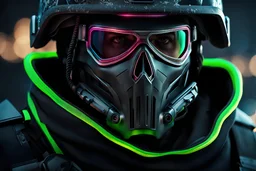 Ghost Soldier with skull mask in 8k realistic cgi drawing style, call of duty them, close picture, neon, intricate details, highly detailed, high details, detailed portrait, masterpiece,ultra detailed, ultra quality