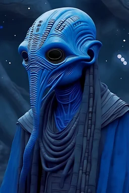 blue-faced alien mystic on walkabout in star wars universe