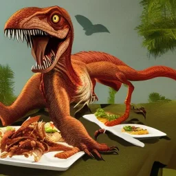 Velociraptor eating meat